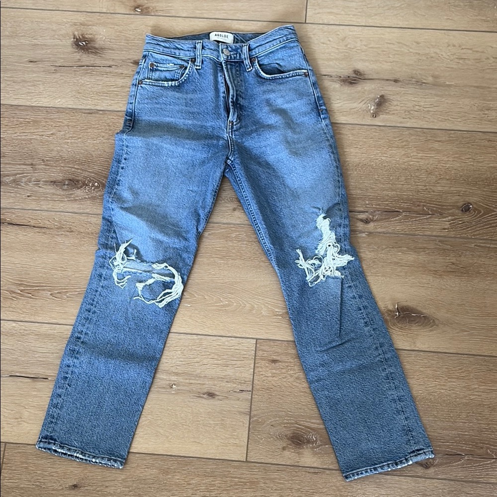 Agolde Ripped Blue Denim Jeans